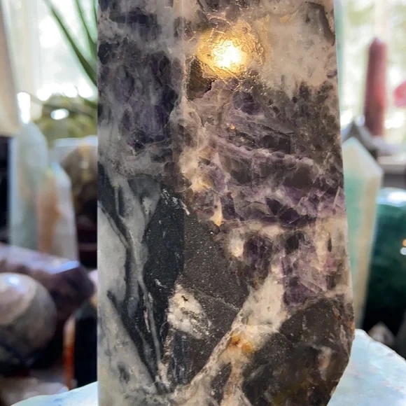 Fluorite With Hematite Crystal Tower With Druzy!